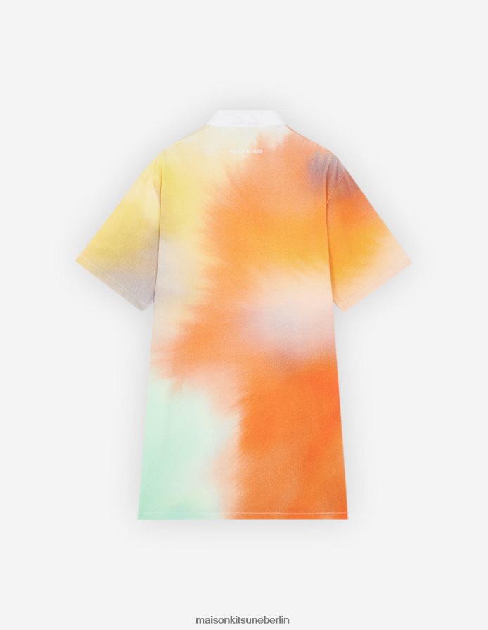 Kleidung V2DHL401 Aquarelldruck Frauen MK x Rop Van Mierlo Fox entspanntes Polokleid Maison Kitsune