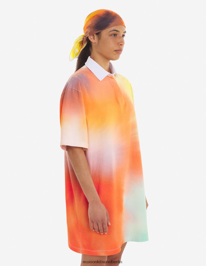 Kleidung V2DHL401 Aquarelldruck Frauen MK x Rop Van Mierlo Fox entspanntes Polokleid Maison Kitsune