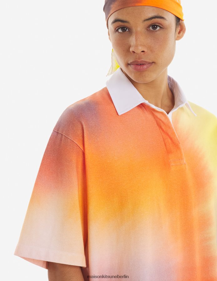 Kleidung V2DHL401 Aquarelldruck Frauen MK x Rop Van Mierlo Fox entspanntes Polokleid Maison Kitsune