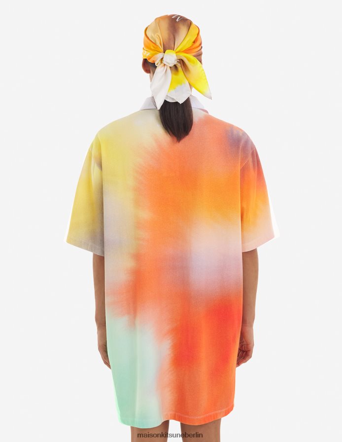 Kleidung V2DHL401 Aquarelldruck Frauen MK x Rop Van Mierlo Fox entspanntes Polokleid Maison Kitsune