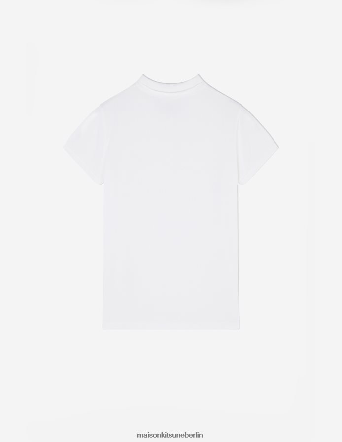 Kleidung V2DHL402 Weiß Frauen Klassisches Poloshirt mit Fuchskopf-Patch Maison Kitsune