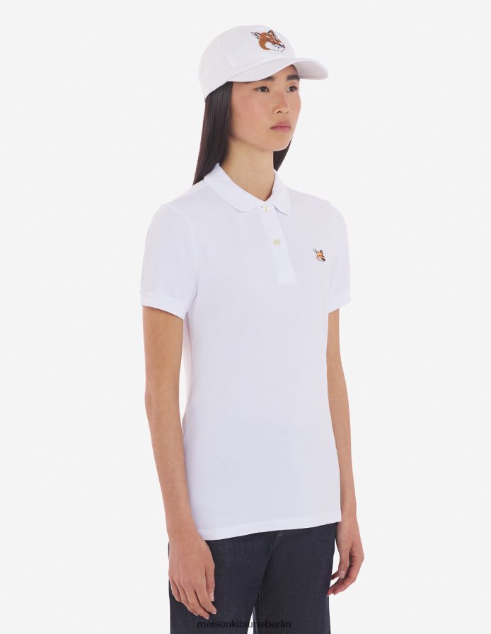 Kleidung V2DHL402 Weiß Frauen Klassisches Poloshirt mit Fuchskopf-Patch Maison Kitsune