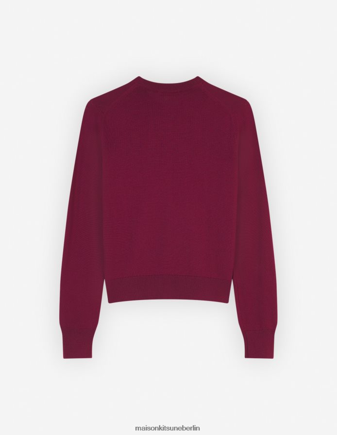 Kleidung V2DHL424 Traube Frauen Normaler Cardigan mit auffälligem Fuchskopf-Patch Maison Kitsune