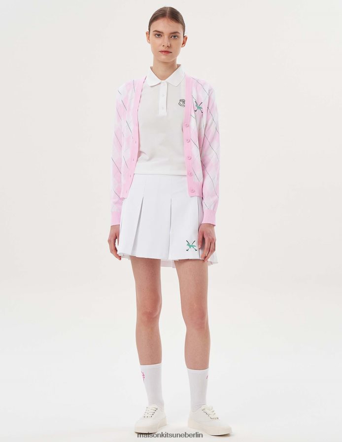 Kleidung V2DHL429 Hell-Pink Frauen Profile Fox Argyle-Cardigan Maison Kitsune