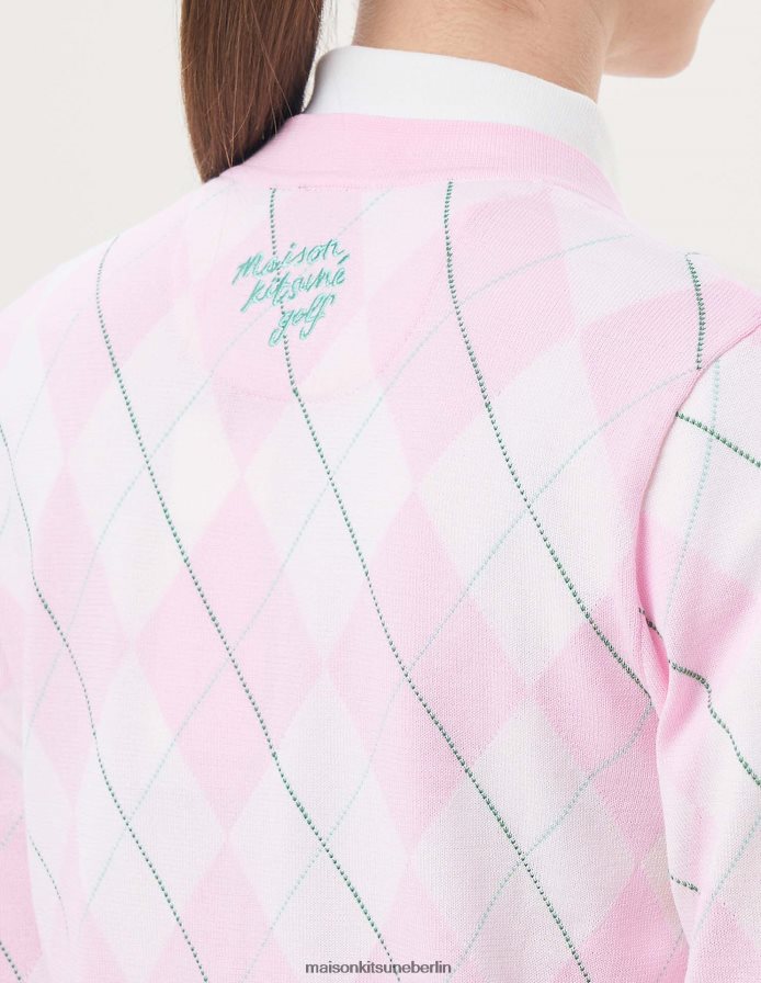 Kleidung V2DHL429 Hell-Pink Frauen Profile Fox Argyle-Cardigan Maison Kitsune