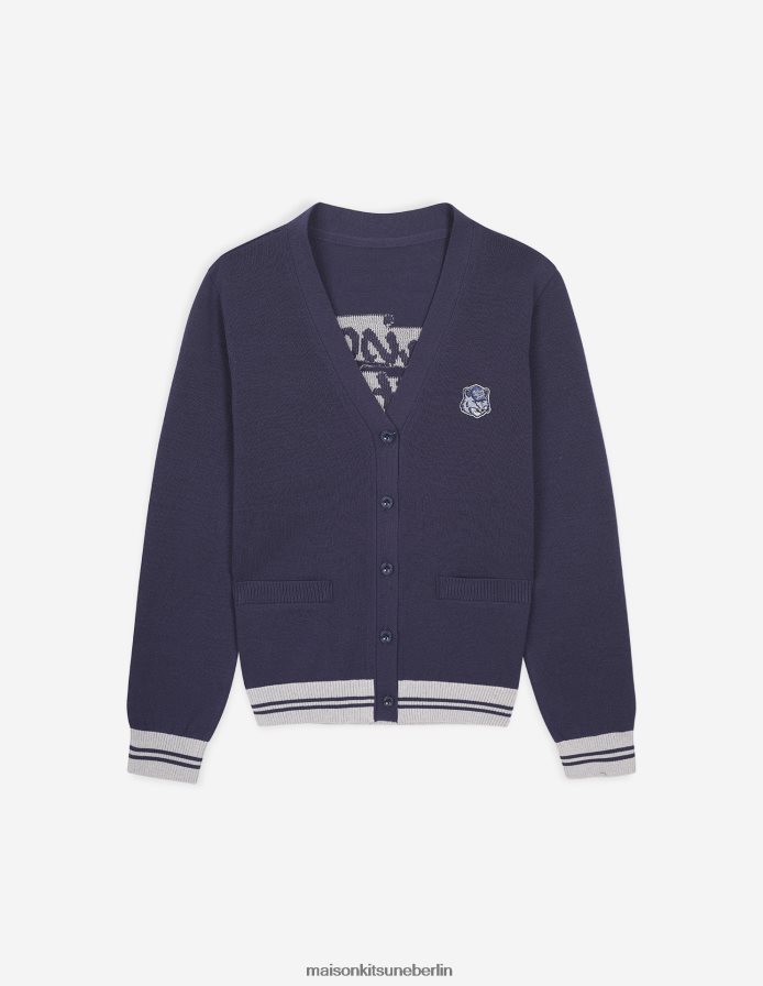 Kleidung V2DHL430 dunkles Marineblau Frauen Strickjacke mit Fuchskopf Maison Kitsune