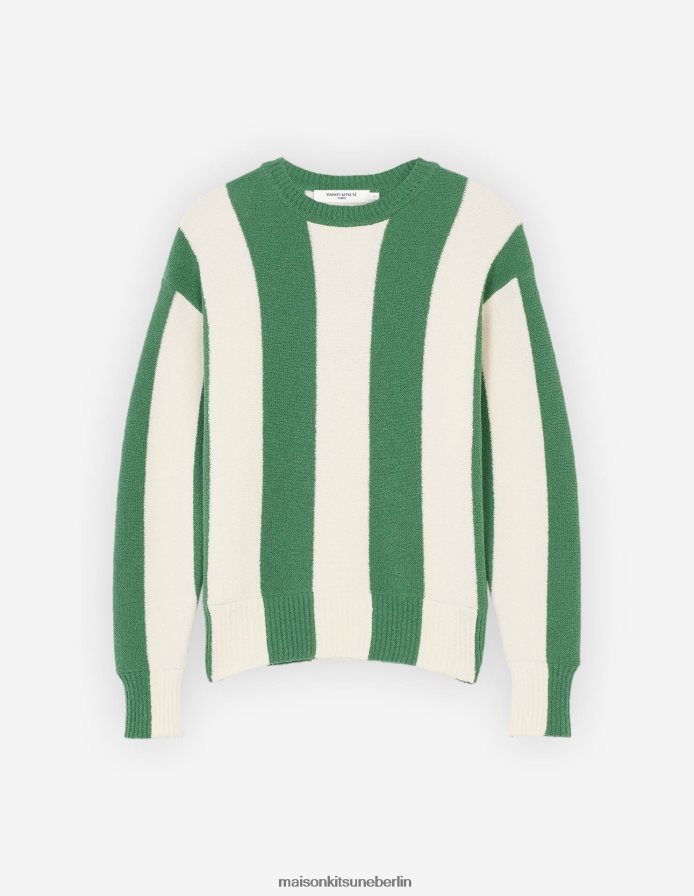 Kleidung V2DHL451 tropische grüne Streifen Frauen Komfortpullover mit Streifen am Pool Maison Kitsune