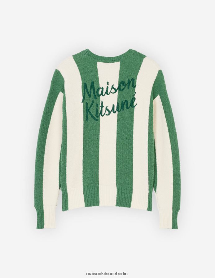 Kleidung V2DHL451 tropische grüne Streifen Frauen Komfortpullover mit Streifen am Pool Maison Kitsune
