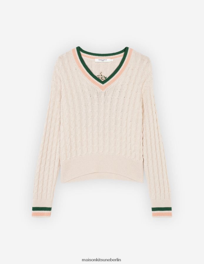 Kleidung V2DHL453 naturfarben Frauen Wappen-Kabelbrücke Maison Kitsune