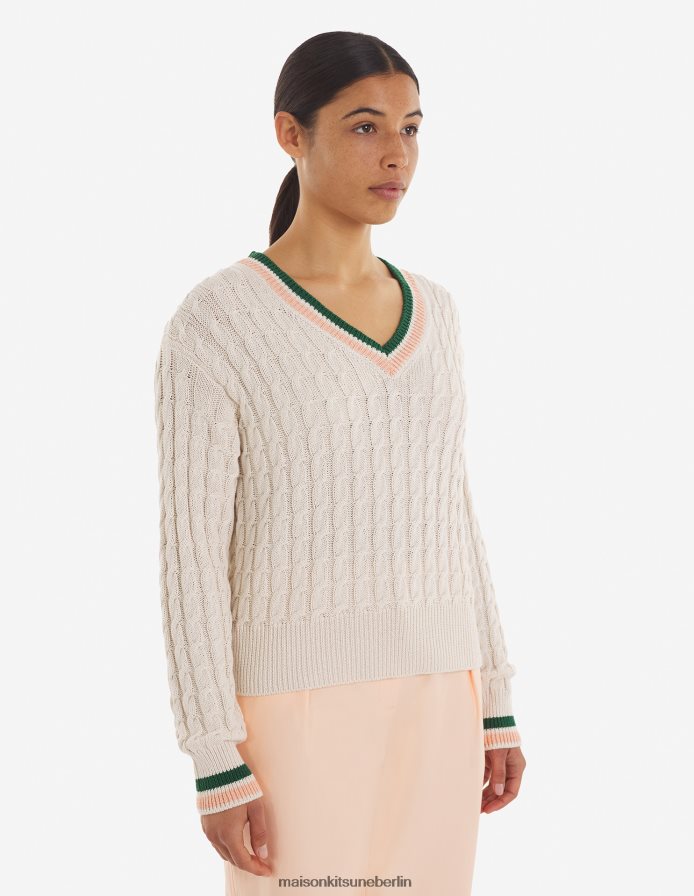 Kleidung V2DHL453 naturfarben Frauen Wappen-Kabelbrücke Maison Kitsune