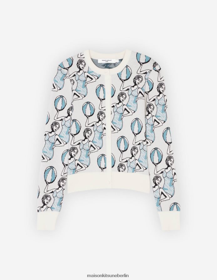 Kleidung V2DHL454 Multico-Design Frauen Taillierter Cardigan für tanzende Mädchen Maison Kitsune