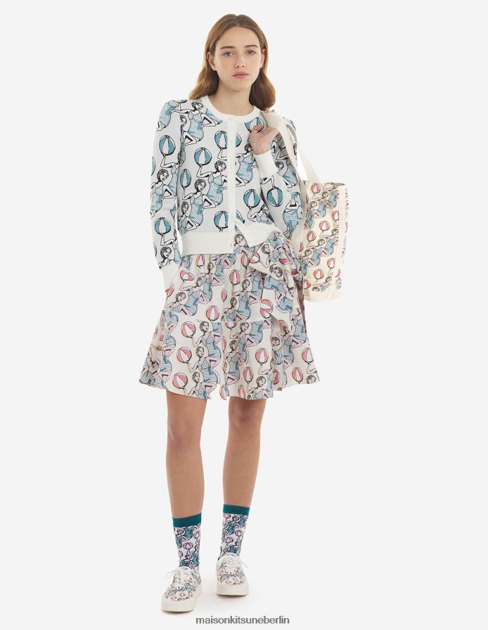 Kleidung V2DHL454 Multico-Design Frauen Taillierter Cardigan für tanzende Mädchen Maison Kitsune