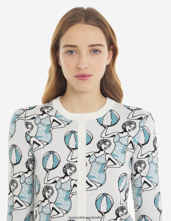 Kleidung V2DHL454 Multico-Design Frauen Taillierter Cardigan für tanzende Mädchen Maison Kitsune