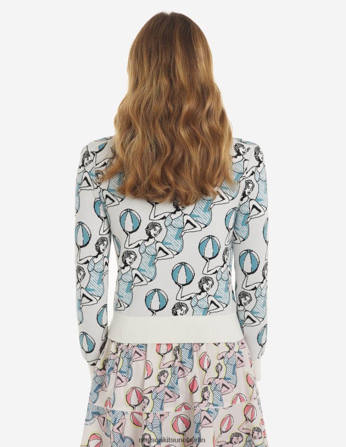 Kleidung V2DHL454 Multico-Design Frauen Taillierter Cardigan für tanzende Mädchen Maison Kitsune