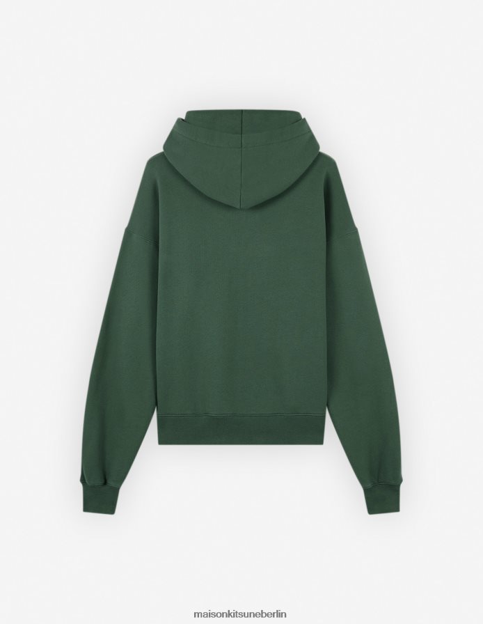 Kleidung V2DHL403 Flaschengrün Frauen Komfort-Kapuzenpullover mit auffälligem Fuchskopf-Patch Maison Kitsune