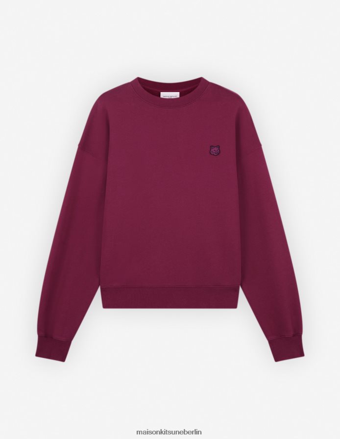 Kleidung V2DHL405 Traube Frauen Komfort-Sweatshirt mit auffälligem Fuchskopf-Patch Maison Kitsune