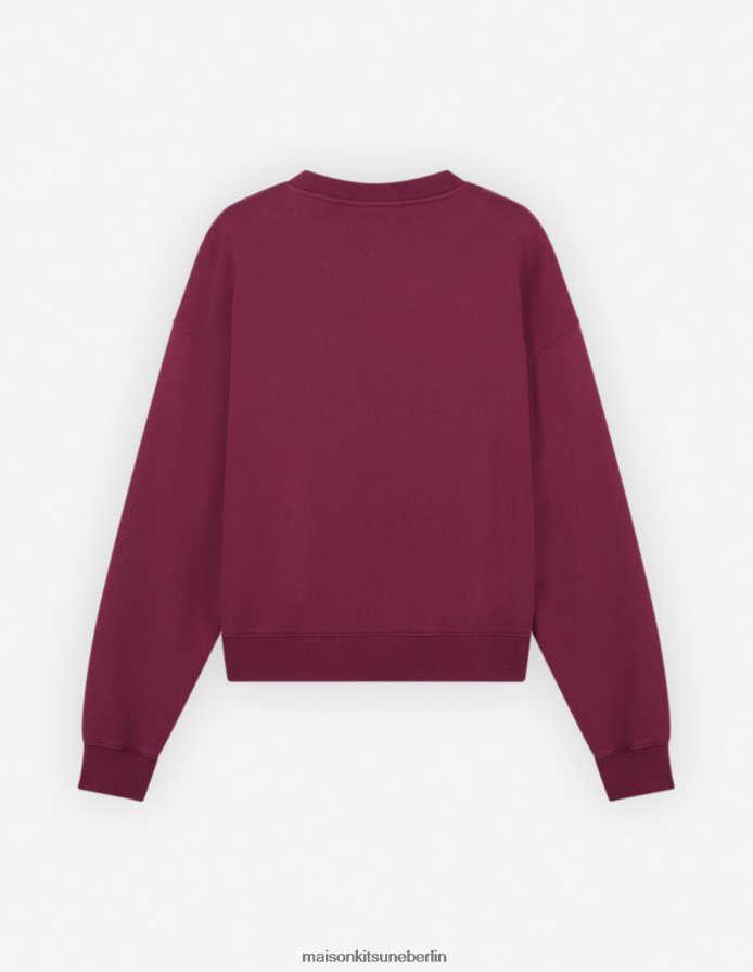 Kleidung V2DHL405 Traube Frauen Komfort-Sweatshirt mit auffälligem Fuchskopf-Patch Maison Kitsune
