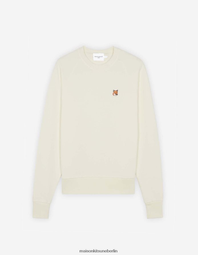 Kleidung V2DHL409 naturfarben Frauen Angepasstes Sweatshirt mit Fuchskopf-Patch Maison Kitsune