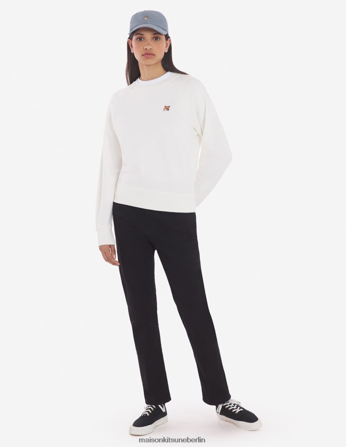 Kleidung V2DHL409 naturfarben Frauen Angepasstes Sweatshirt mit Fuchskopf-Patch Maison Kitsune