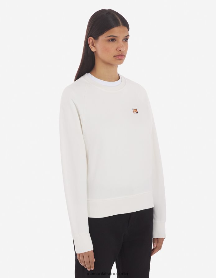 Kleidung V2DHL409 naturfarben Frauen Angepasstes Sweatshirt mit Fuchskopf-Patch Maison Kitsune