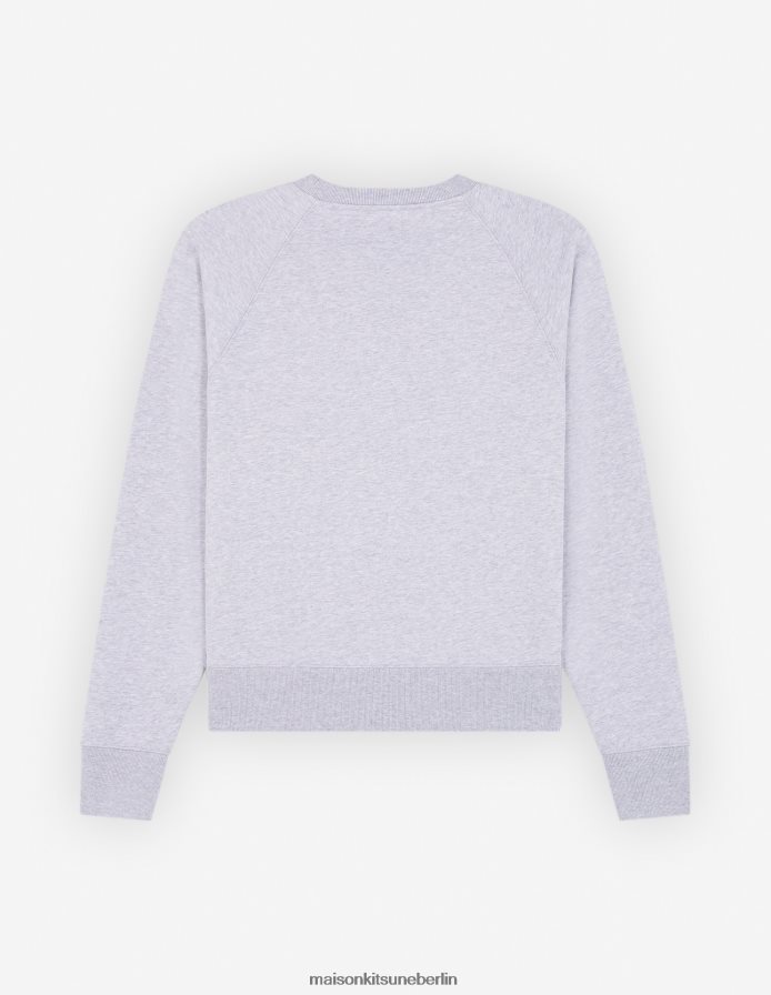 Kleidung V2DHL412 hellgrau meliert Frauen Campus Fox angepasstes Sweatshirt Maison Kitsune