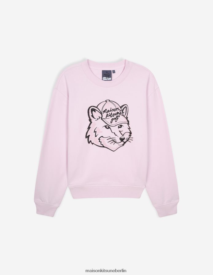 Kleidung V2DHL415 Hell-Pink Frauen Langarm-Sweatshirt mit Fuchskopf Maison Kitsune