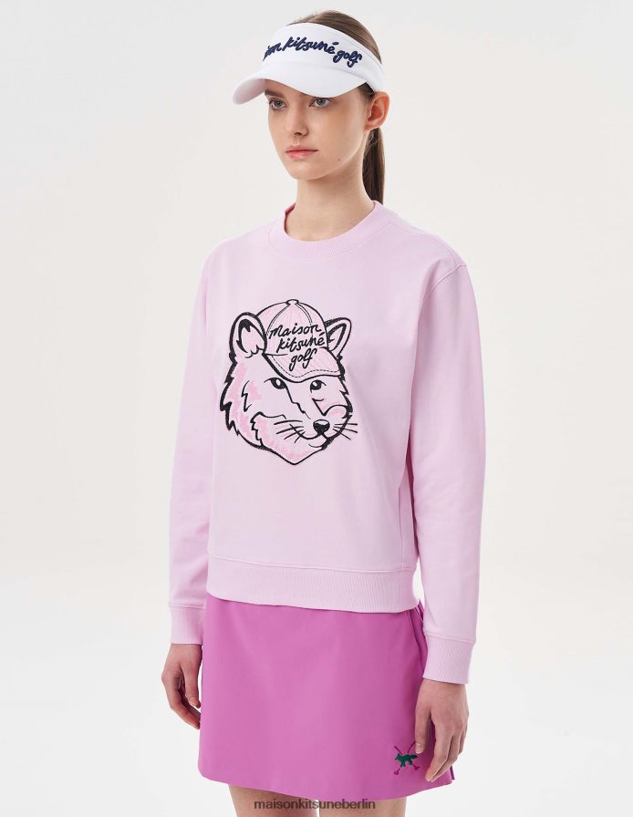Kleidung V2DHL415 Hell-Pink Frauen Langarm-Sweatshirt mit Fuchskopf Maison Kitsune
