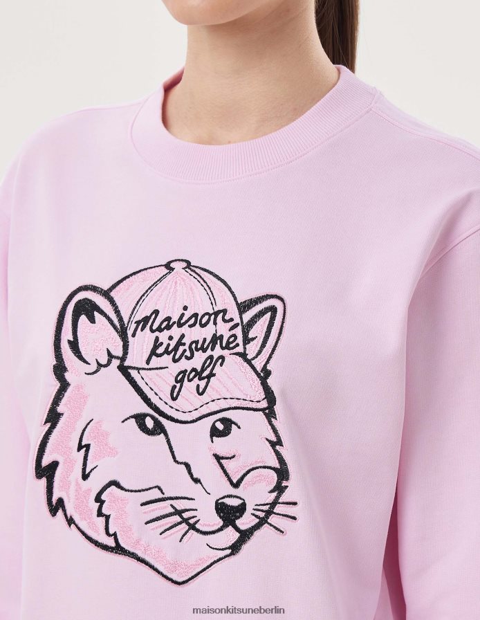 Kleidung V2DHL415 Hell-Pink Frauen Langarm-Sweatshirt mit Fuchskopf Maison Kitsune