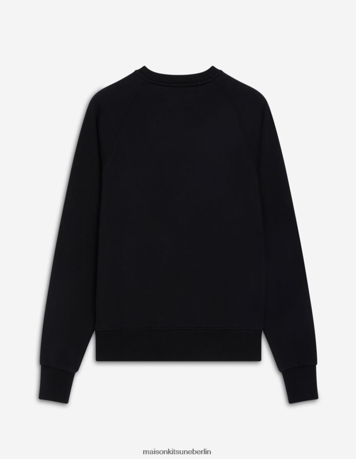 Kleidung V2DHL422 Schwarz Frauen Angepasstes Sweatshirt mit dreifarbigem Fuchs-Patch Maison Kitsune