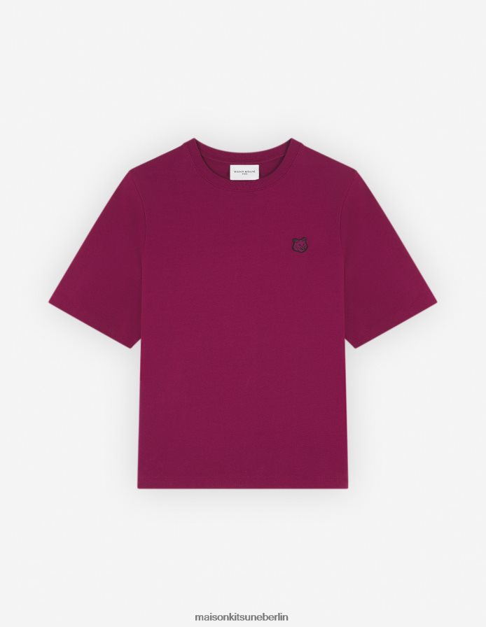 Kleidung V2DHL350 Traube Frauen Komfort-T-Shirt mit auffälligem Fuchskopf-Patch Maison Kitsune