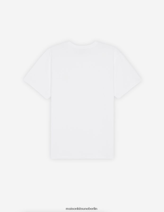 Kleidung V2DHL353 Weiß Frauen Klassisches T-Shirt mit Fuchskopf-Patch Maison Kitsune