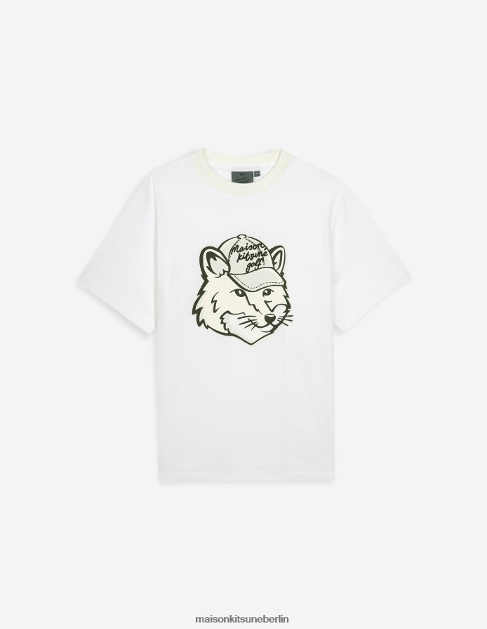 Kleidung V2DHL357 Weiß Frauen Kurzarm-T-Shirt mit Fuchskopf Maison Kitsune