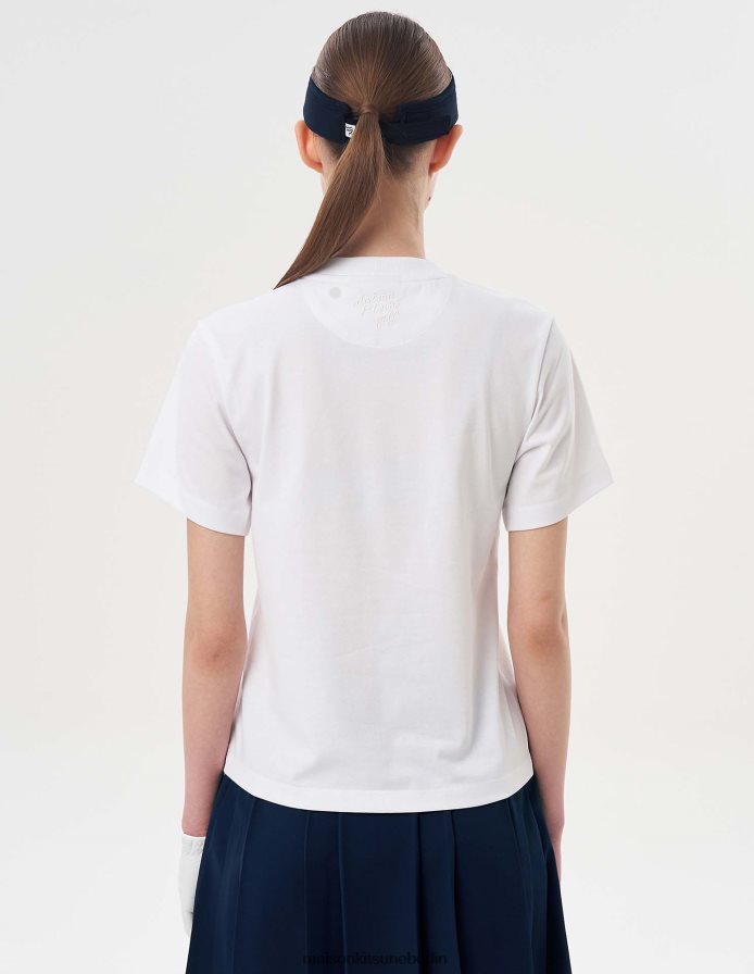 Kleidung V2DHL357 Weiß Frauen Kurzarm-T-Shirt mit Fuchskopf Maison Kitsune