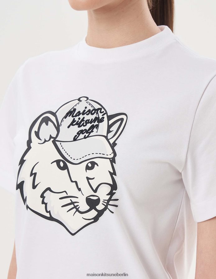 Kleidung V2DHL357 Weiß Frauen Kurzarm-T-Shirt mit Fuchskopf Maison Kitsune