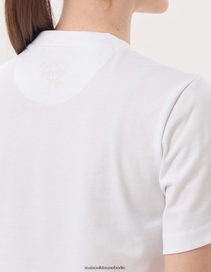 Kleidung V2DHL357 Weiß Frauen Kurzarm-T-Shirt mit Fuchskopf Maison Kitsune