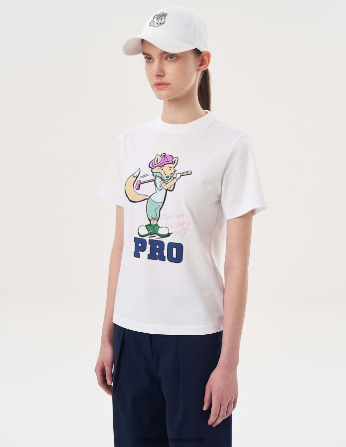 Kleidung V2DHL358 Weiß Frauen Stehendes Fuchs-T-Shirt mit kurzen Ärmeln Maison Kitsune