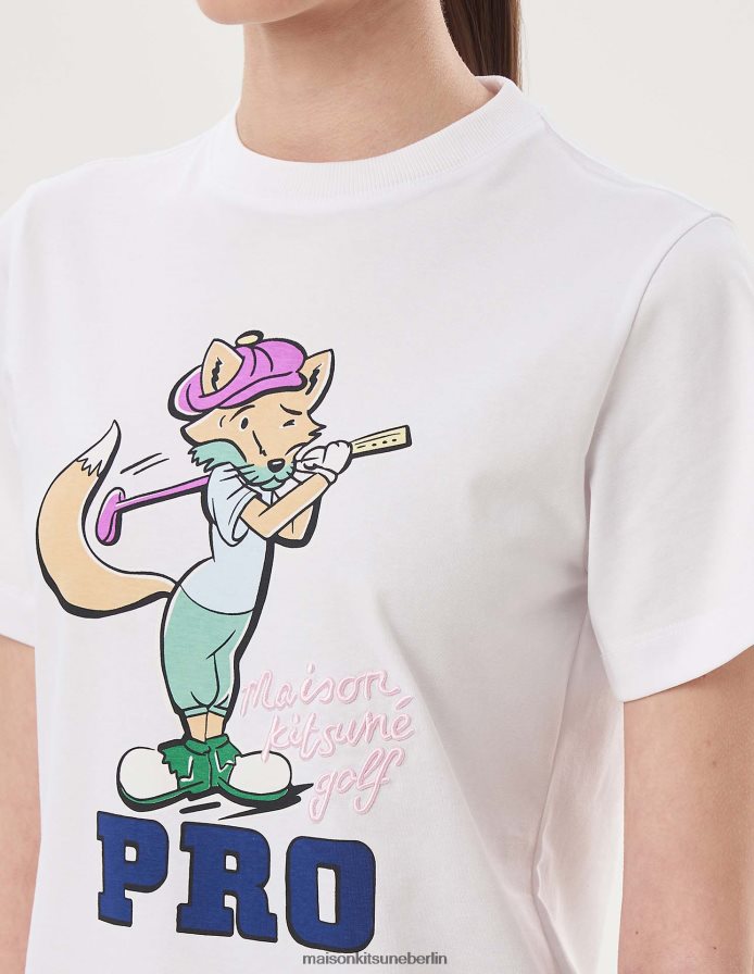 Kleidung V2DHL358 Weiß Frauen Stehendes Fuchs-T-Shirt mit kurzen Ärmeln Maison Kitsune