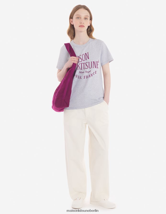 Kleidung V2DHL361 hellgrau meliert Frauen Palais Royal klassisches T-Shirt Maison Kitsune