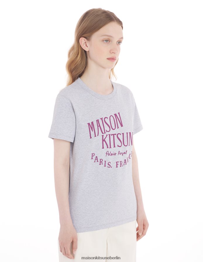 Kleidung V2DHL361 hellgrau meliert Frauen Palais Royal klassisches T-Shirt Maison Kitsune