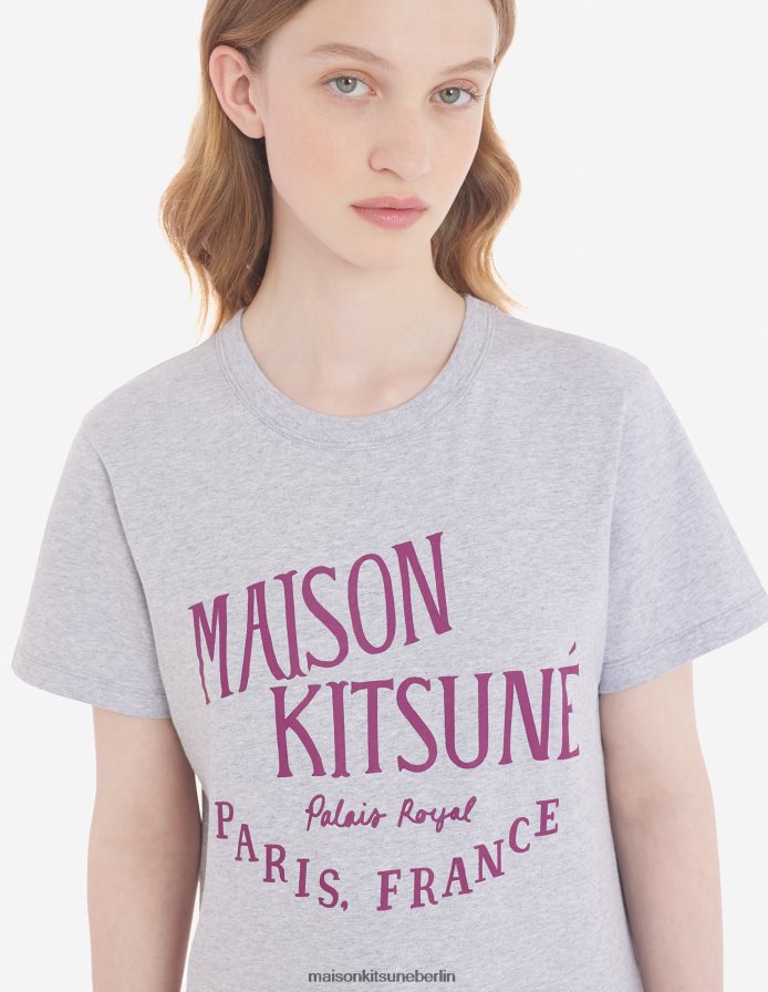 Kleidung V2DHL361 hellgrau meliert Frauen Palais Royal klassisches T-Shirt Maison Kitsune