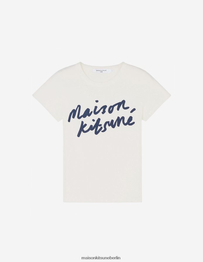 Kleidung V2DHL363 Latté Frauen Klassisches T-Shirt mit Handschrift Maison Kitsune
