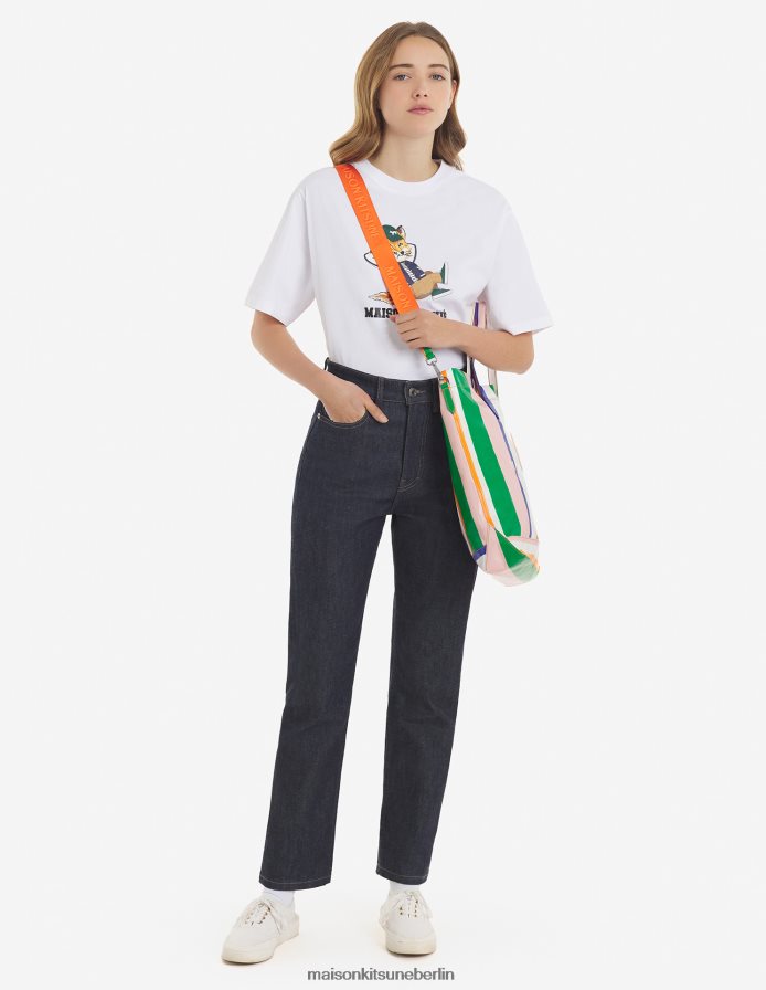 Kleidung V2DHL369 Weiß Frauen Leicht gekleidetes Fuchs-T-Shirt Maison Kitsune