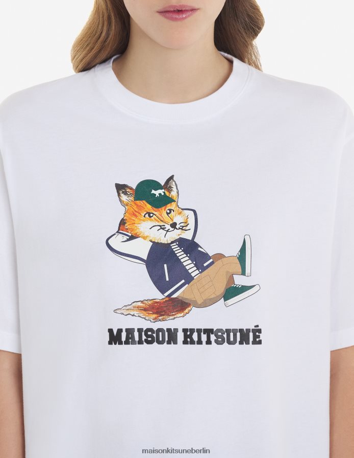 Kleidung V2DHL369 Weiß Frauen Leicht gekleidetes Fuchs-T-Shirt Maison Kitsune