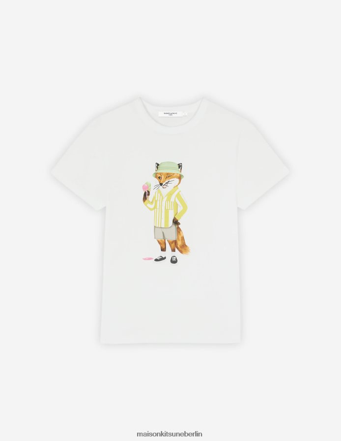 Kleidung V2DHL371 Weiß Frauen Normales T-Shirt mit gekleidetem Fuchs Maison Kitsune