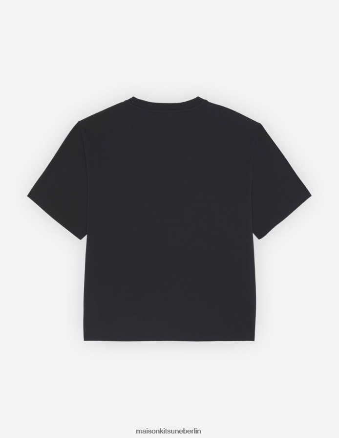 Kleidung V2DHL374 Schwarz Frauen Leicht gekleidetes Fuchs-T-Shirt Maison Kitsune