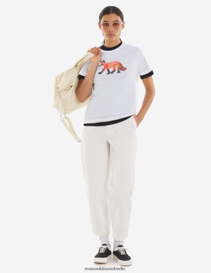 Kleidung V2DHL376 Weiß Frauen MK x Rop Van Mierlo Fox klassisches T-Shirt Maison Kitsune