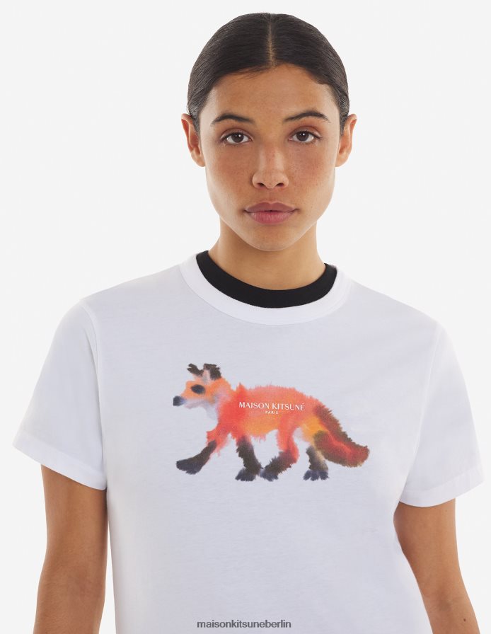 Kleidung V2DHL376 Weiß Frauen MK x Rop Van Mierlo Fox klassisches T-Shirt Maison Kitsune