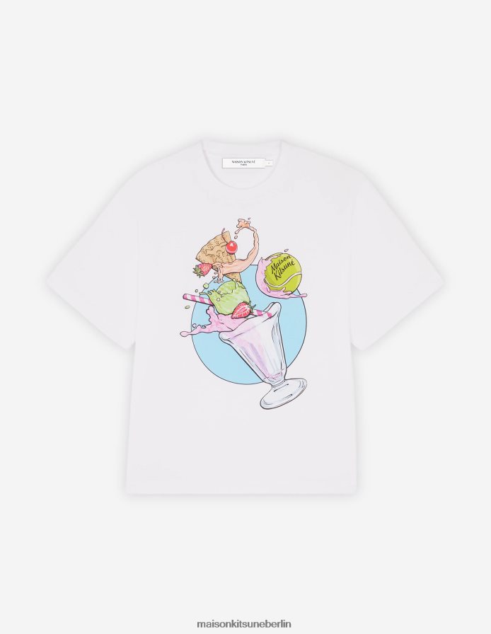 Kleidung V2DHL377 Weiß Frauen Komfort-T-Shirt mit Eiscreme-Spritzer Maison Kitsune