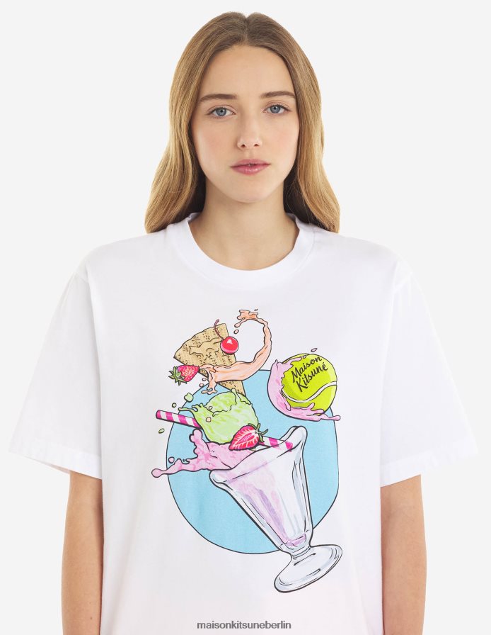 Kleidung V2DHL377 Weiß Frauen Komfort-T-Shirt mit Eiscreme-Spritzer Maison Kitsune