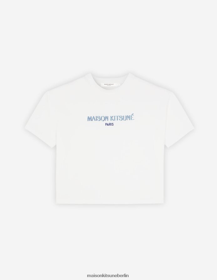 Kleidung V2DHL383 cremefarben Frauen Paris kastenförmiges T-Shirt Maison Kitsune
